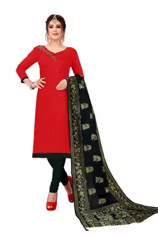 Red Embroidered Cotton Salwar