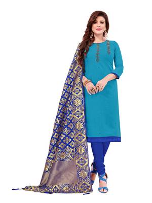Sky-Blue Embroidered Cotton Salwar 1