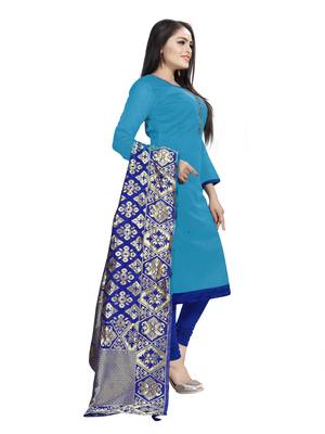 Sky-Blue Embroidered Cotton Salwar 2