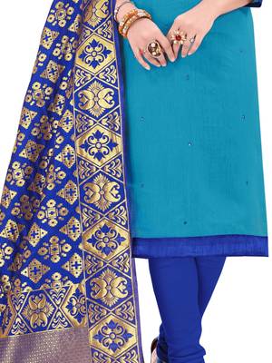 Sky-Blue Embroidered Cotton Salwar 4