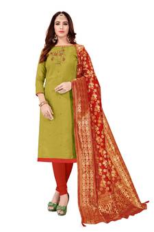 Green Embroidered Cotton Salwar