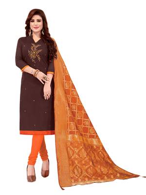 Brown Embroidered Cotton Salwar 1