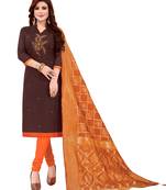 Brown Embroidered Cotton Salwar