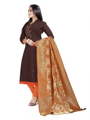 Brown Embroidered Cotton Salwar 2