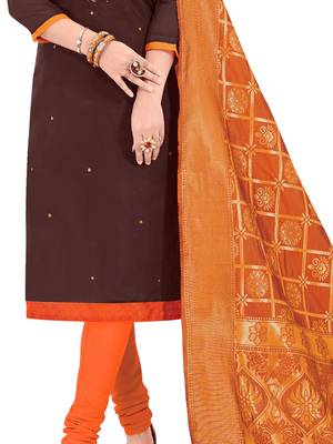 Brown Embroidered Cotton Salwar 4