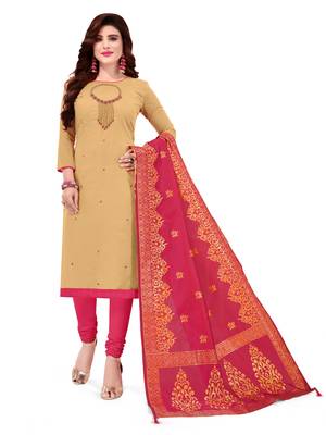 Beige Embroidered Cotton Salwar 1