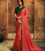 Peach Embroidered Silk Saree With Blouse