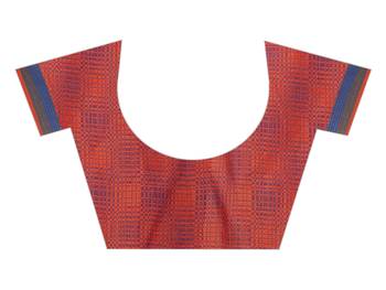 Orange Woven Cotton Poly Saree With Blouse 3