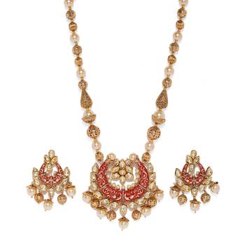 Gold pearl necklace-sets 1