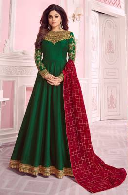 Green embroidered silk salwar 1