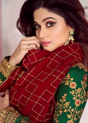 Green embroidered silk salwar 2
