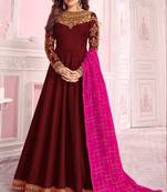 Maroon embroidered silk salwar