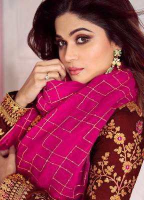 Maroon embroidered silk salwar 2