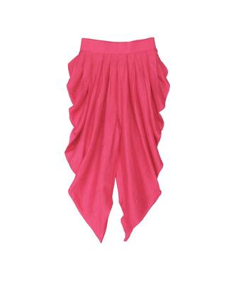 Tulip-print band-gala peplum top with dhoti - Light Green & Fuchsia Pink 2