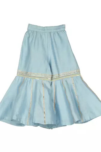 Elegant Sharara with Attached Jacket Top - Hue of Blue