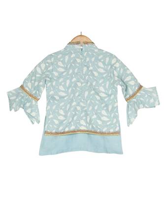 Elegant Sharara with Attached Jacket Top - Hue of Blue 4