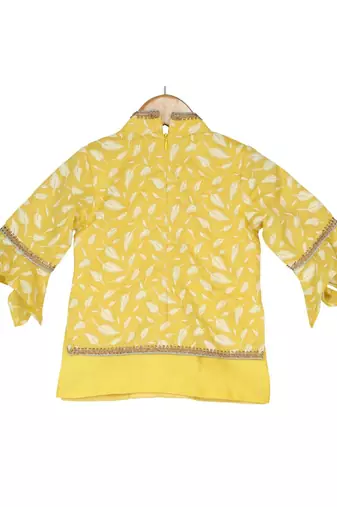 Elegant Sharara with Attached Jacket Top - Yellow
