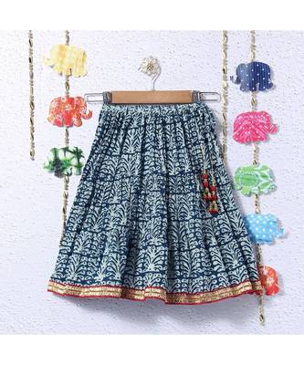 Printed Blue Lehenga With Red Halter Neck Choli 2
