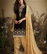 Black embroidered satin salwar
