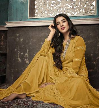 Yellow embroidered faux georgette salwar 2