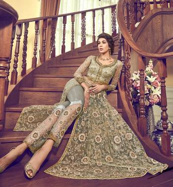 Light-green embroidered net salwar 1