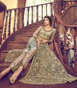 Light-green embroidered net salwar