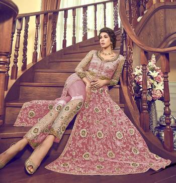 Light-pink embroidered net salwar 1