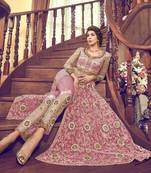Light-pink embroidered net salwar