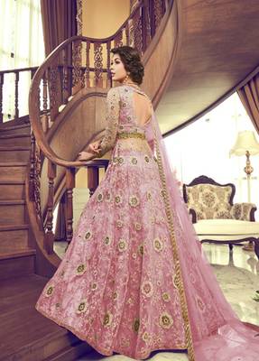 Light-pink embroidered net salwar 2