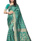 Sea Green Woven Banarasi Saree With Blouse