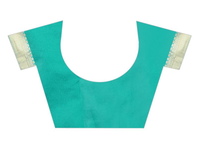Sea Green Woven Banarasi Saree With Blouse