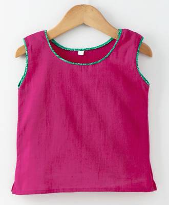 Printed Green Palazzo With A Pink Top And Attached Sleeves 2