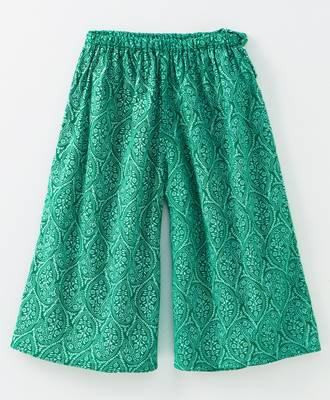 Printed Green Palazzo With A Pink Top And Attached Sleeves 3