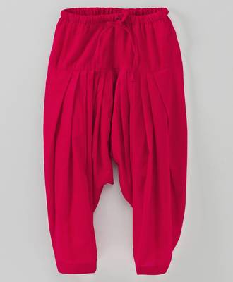 Printed Blue Short Top With Pom Pom And Contrast Red Semi Patiala And Red Cotton Dupatta 4