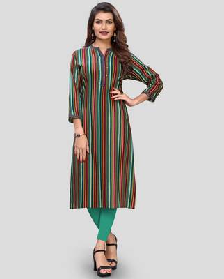 Multicolour Printed Rayon Straight Kurti 1