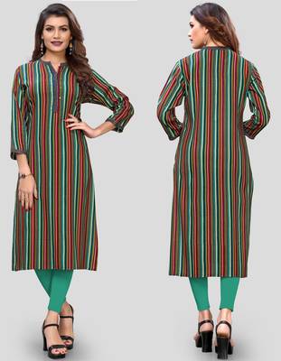 Multicolour Printed Rayon Straight Kurti 5