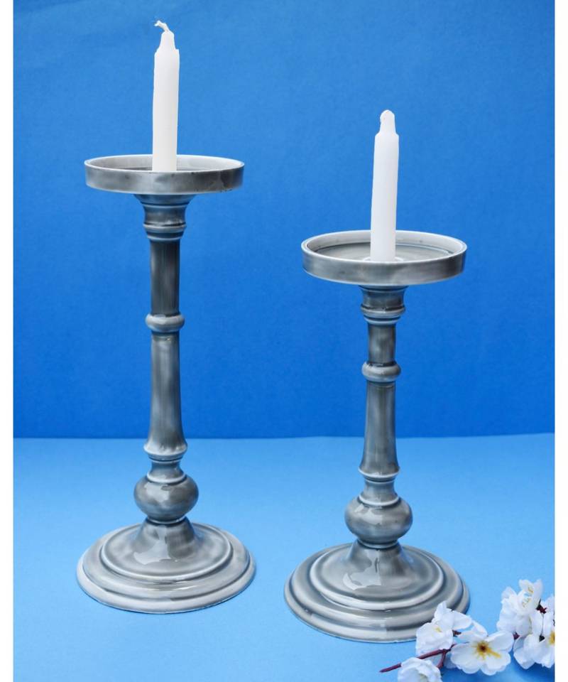 Grey Candle Holder Set