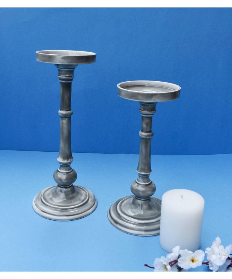 Grey Candle Holder Set
