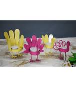 Yellow and Pink Bird T Light Holders