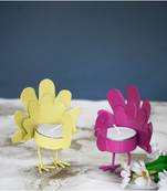Yellow and Pink Wing Bird T Light Holders