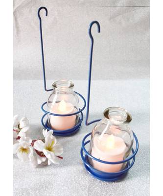 Blue Spiral Tea light Holder cum Candle Stand 1
