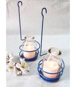 Blue Spiral Tea light Holder cum Candle Stand