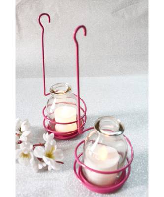 Pink Spiral Tea light Holder cum Candle Stand 1