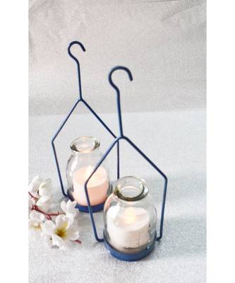 Hanginh Hut Tea light Holder- Blue 1