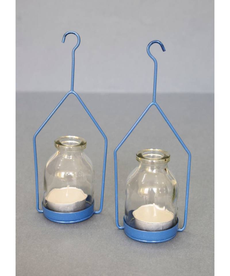 Hanginh Hut Tea light Holder- Blue