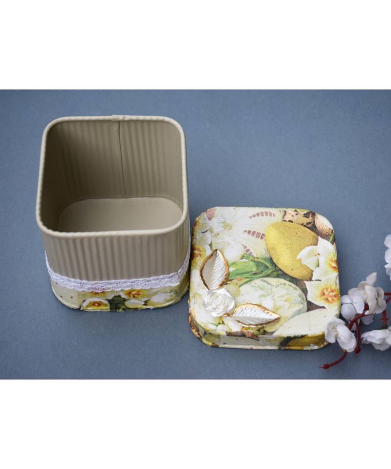 Decoupage Metal Square Boxes