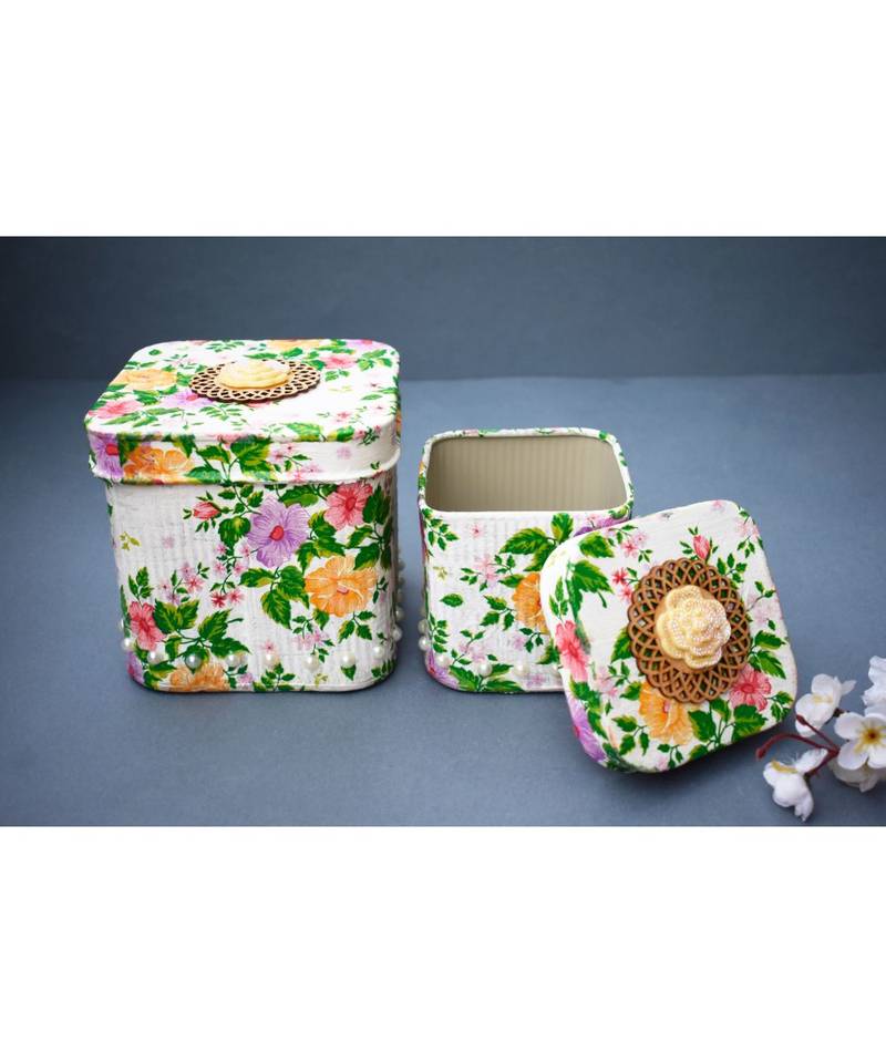 Decoupage Metal Square Boxes