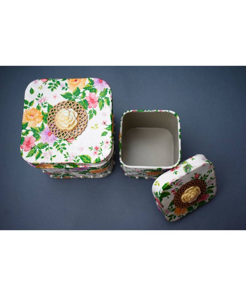 Decoupage Metal Square Boxes