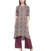 Melange Maroon Rayon Prined Kurta Palazzos Set