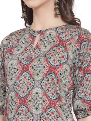 Melange Maroon Rayon Prined Kurta Palazzos Set 5